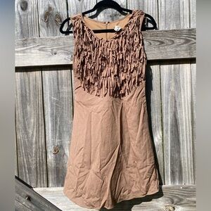 Ya Los Angeles Brown Fringe Sleeveless Dress Cowboy  western style size S